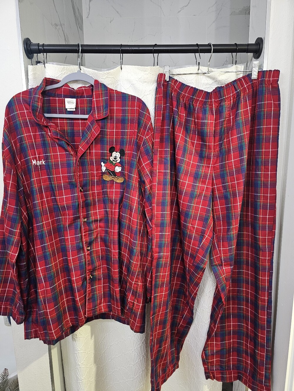 Men's Large Red & Blue Monogrammed Mickey Mouse Pajama Set From the Disney Store